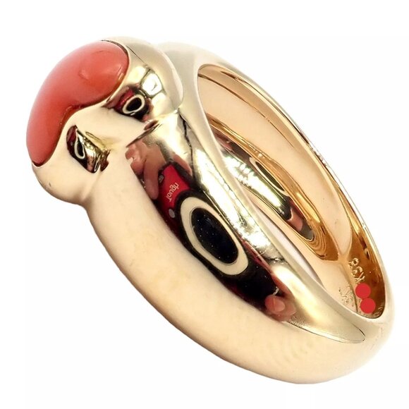 Rare! Authentic Van Cleef & Arpels 18k Yellow Gold Coral Heart Ring sz 4.5 - Picture 3 of 12